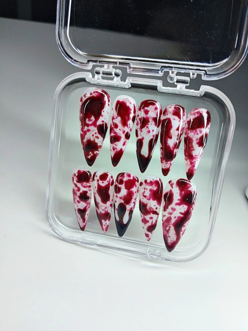 Abstract Blood Red Press-On Nails